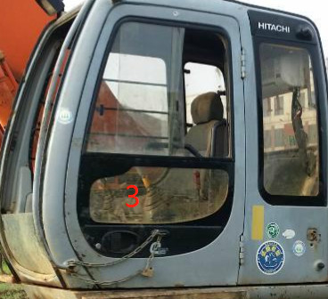 4457141 HITACHI Bagger-Cab Window Tempered-Glas-rechte Seitenposition No.7