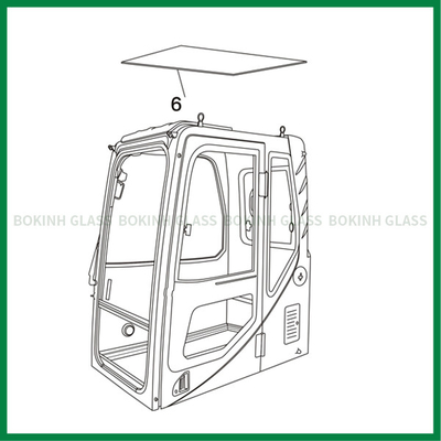 Glasposition NO.6 LIUGONG-Windschutzscheiben-Fenster-Glas-Bagger-Window Replacement Skys