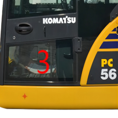 Soems KOMATSU PC6-7 PC56 Fenster-Ersatz der Fahrerhaus-Glas-linke Tür-unterer Positions-NO.3